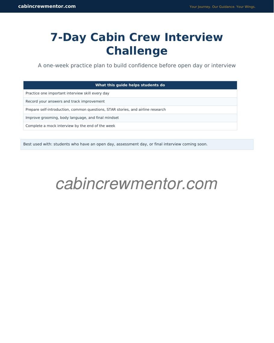 7-Day Cabin Crew Interview Challenge — cover preview