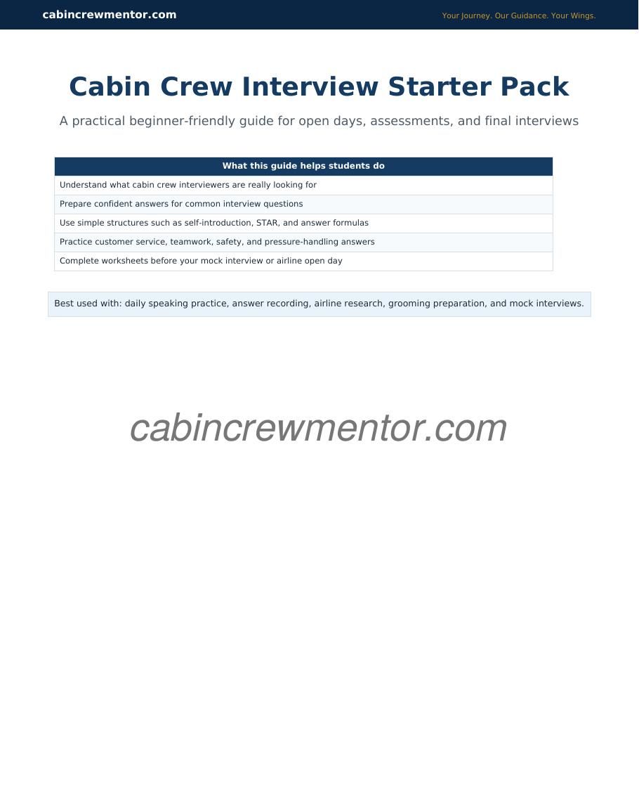 Cabin Crew Interview Starter Pack — cover preview